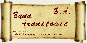 Bana Aranitović vizit kartica